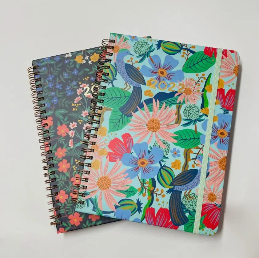 

2022 A5 Flower Daily Weekly Planner Notepad Agenda Spiral Notebook Weekly Goals Habit Schedules Stationery Office School Supplie