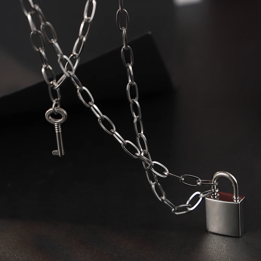 Ключ замок кулон Цепочки и ожерелья Рок в стиле хип-хоп модные украшения