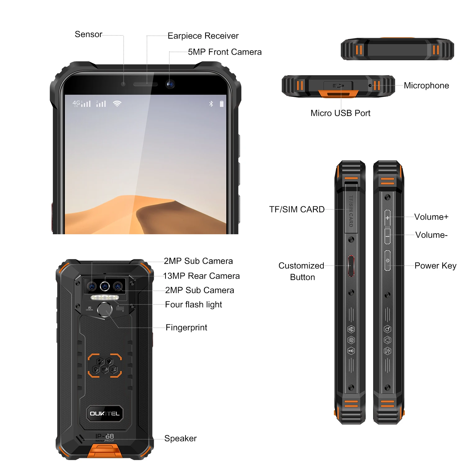 OUKITEL WP5 5 &quotIP68 Водонепроницаемый прочный мобильный телефон MT6761 4 ядра смартфон Гб