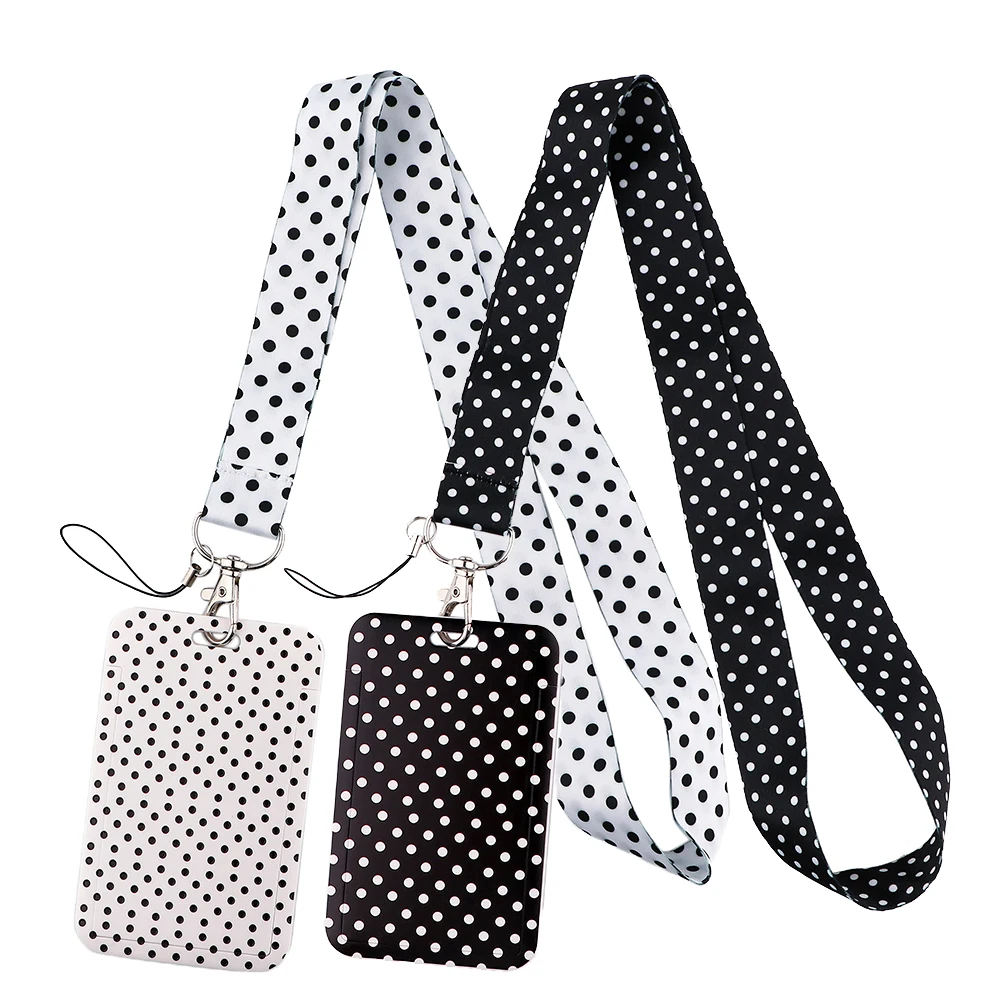 

HJ770 оптовая торговля волнистые точки Крышка карты Подвеска со шнурком ID карта шейный ремешок веревка для мобильный телефон держатель значк...