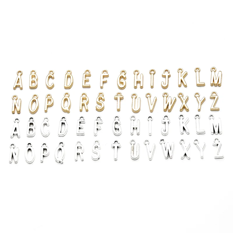 52 шт. (2 комплекта) двухцветные подвески-буквы A-Z из цинкового сплава