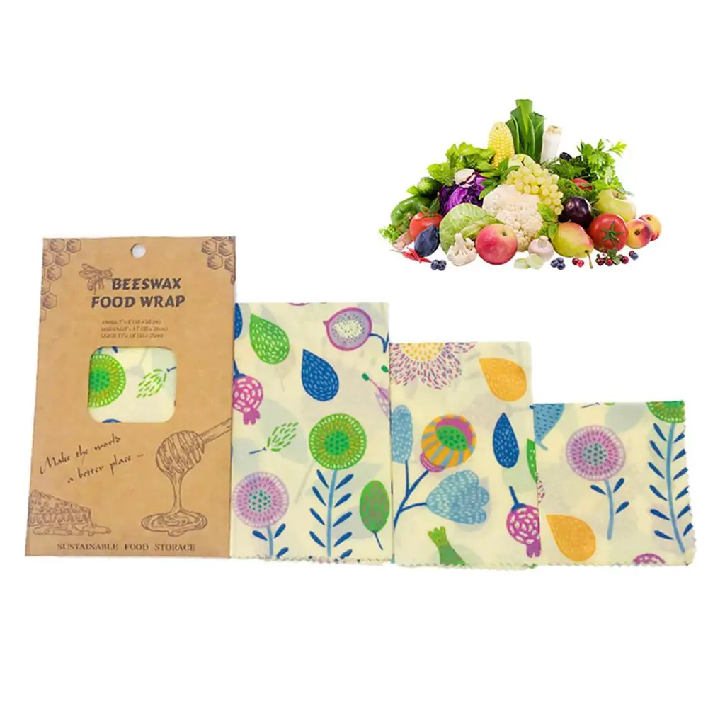 3 шт. многоразовая пчелиная восковая пищевая обертка s FDA хлопковая ping Organizer Beeswax