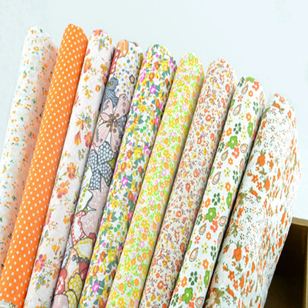 50 см x 9 шт. &quotСвежий Желтый Цветочный&quot Хлопчатобумажная Ткань Fat Quarters Квилтинг