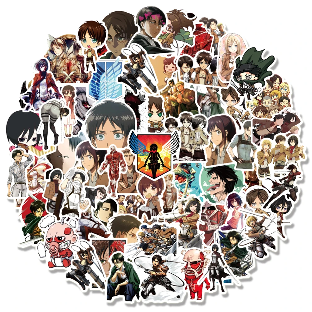 

10/30/50/100PCS Attack On Titan Anime Stickers Graffiti for Laptop Guitar Motorcycle Skateboard Luggage Waterproof Decal Toys