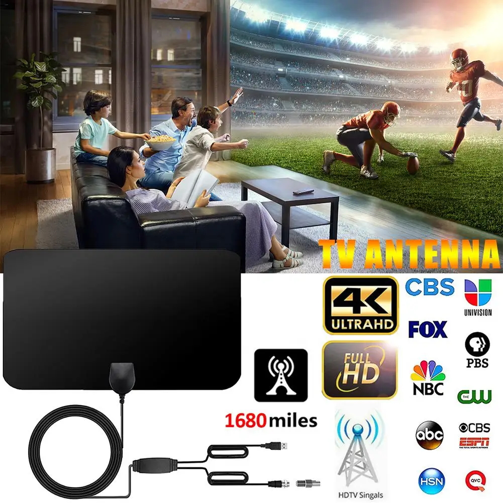 4K цифровая HDTV Антенна Внутренняя антенна с усилителем 1680 миль диапазон с HD1080P DVB-T2 tv для жизни местные каналы вещания