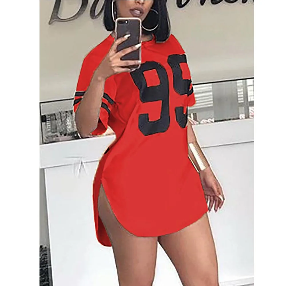 Платье-футболка женское повседневное с принтом элегантная одежда большим