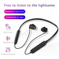 wireless v5 0 bluetooth sleeping earphone soft silicone 6d stereo sports earbuds hanging neck headset noise cancel