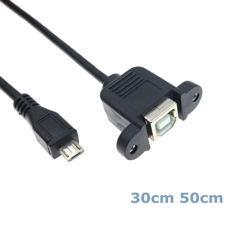 

С панельным монтажным винтовым отверстием USB 2,0 B розетка к Micro USB 5-контактному штекерному кабелю для компьютера принтера сканера разъем