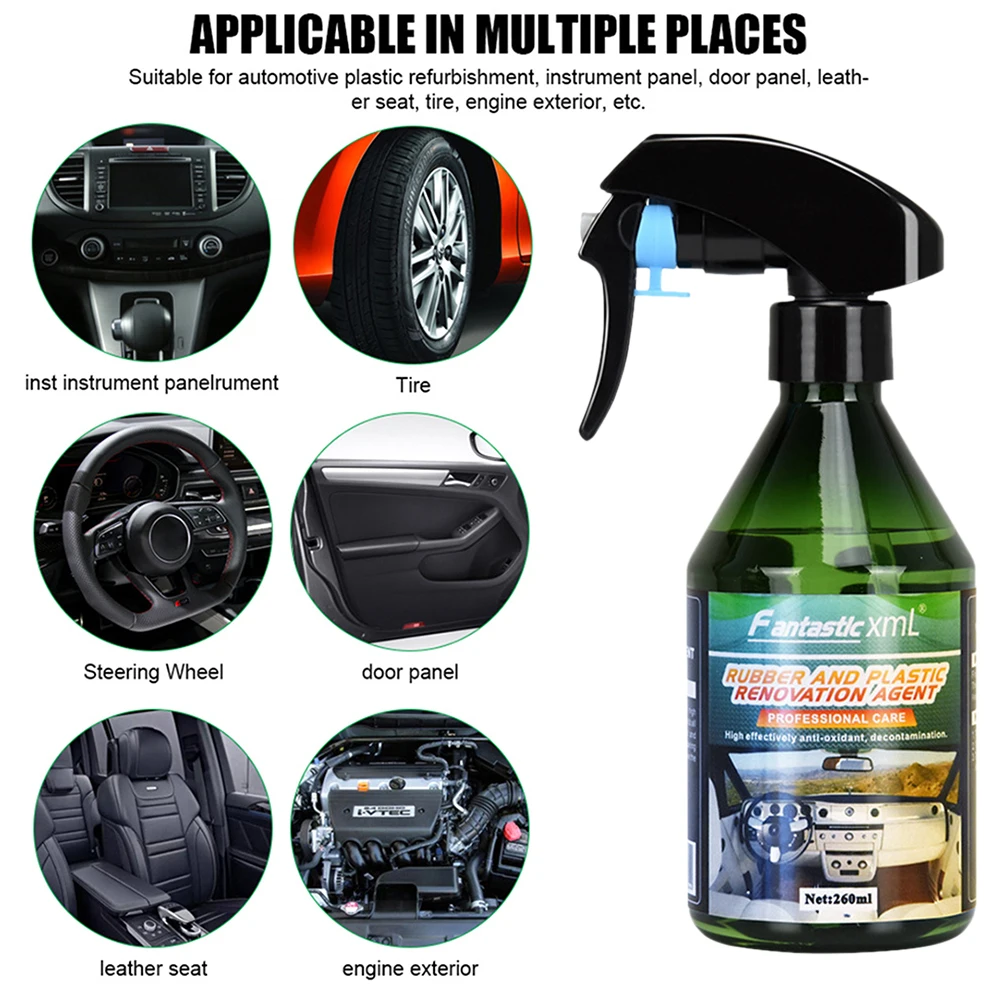 

260ml Nano-coating Technology Automotive Plastic Retreading Agent Leather Door Panel Tire Plastic Retreading