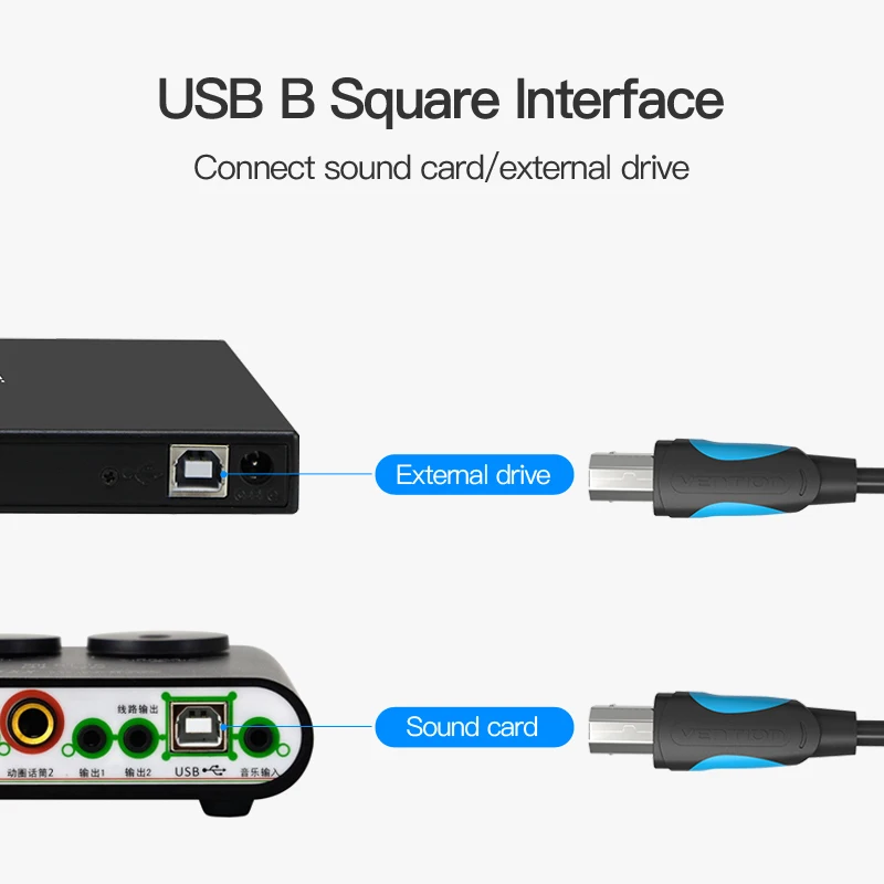 Фото Кабель USB-А/USB B Vention, 10 м, 1,5 м, штекер-штекер, для синхронизации данных, для принтеров, сканеров Canon, Epson, HP №5