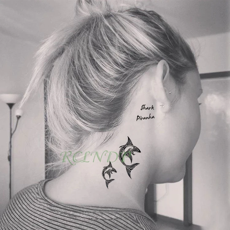 Водонепроницаемая Временная тату наклейка Акула рыба s флэш поддельные