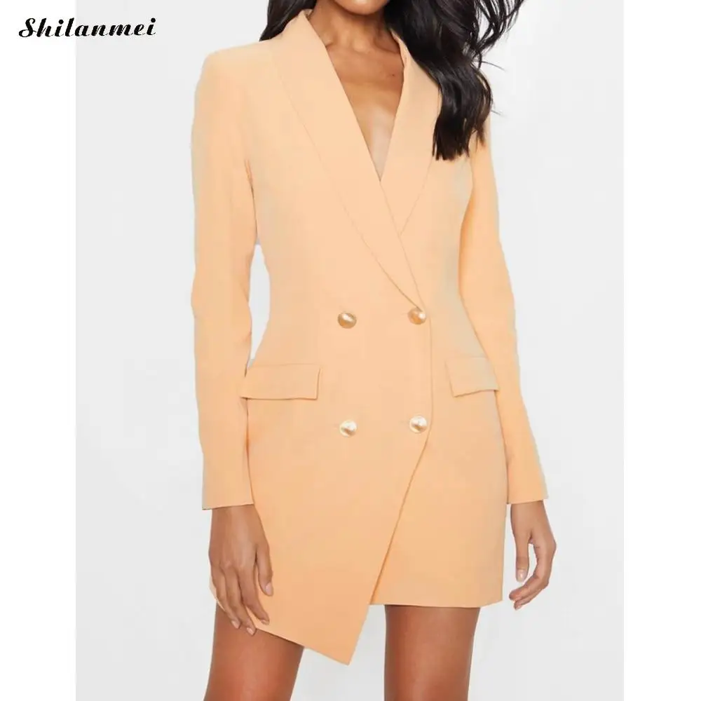 Женское офисное платье-блейзер с длинным рукавом элегантное вечернее облегающее