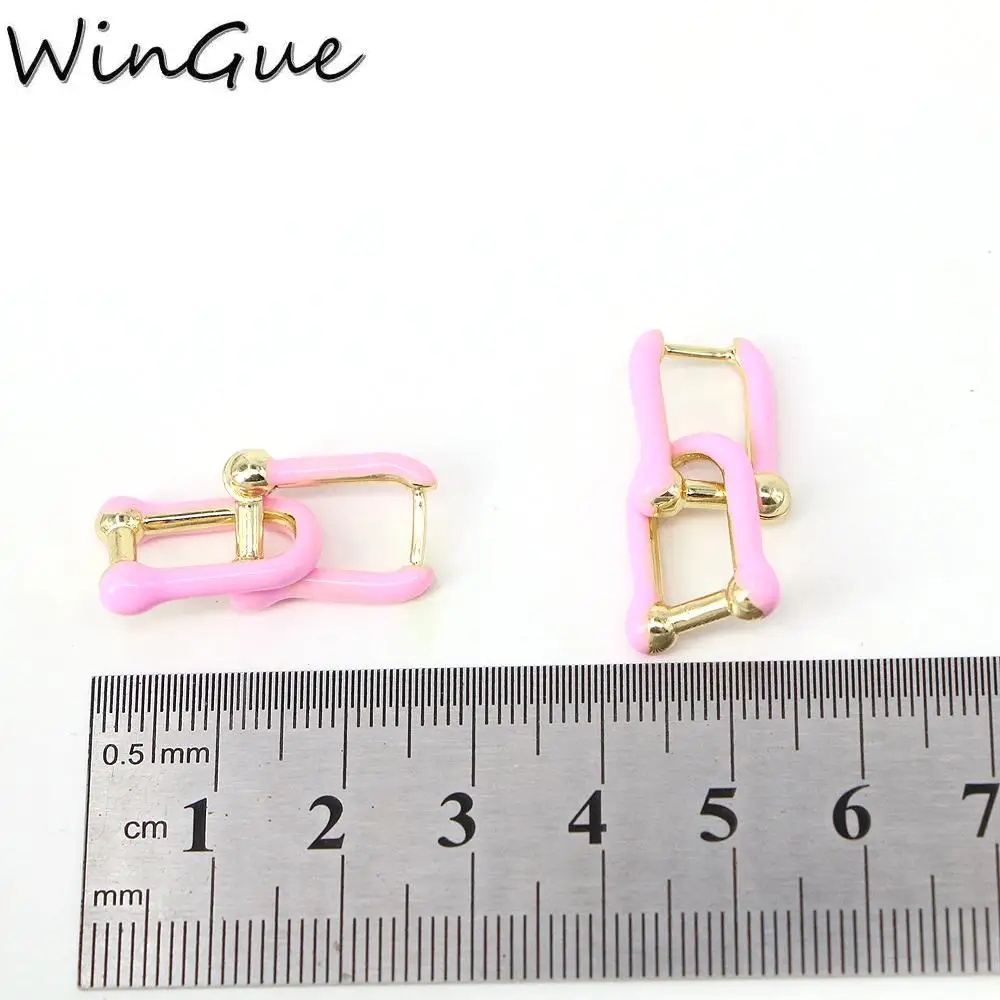 

Enamel U shape Hoop Earrings Women Golden Metal Copper U shape Earrings Brinco Jewelry
