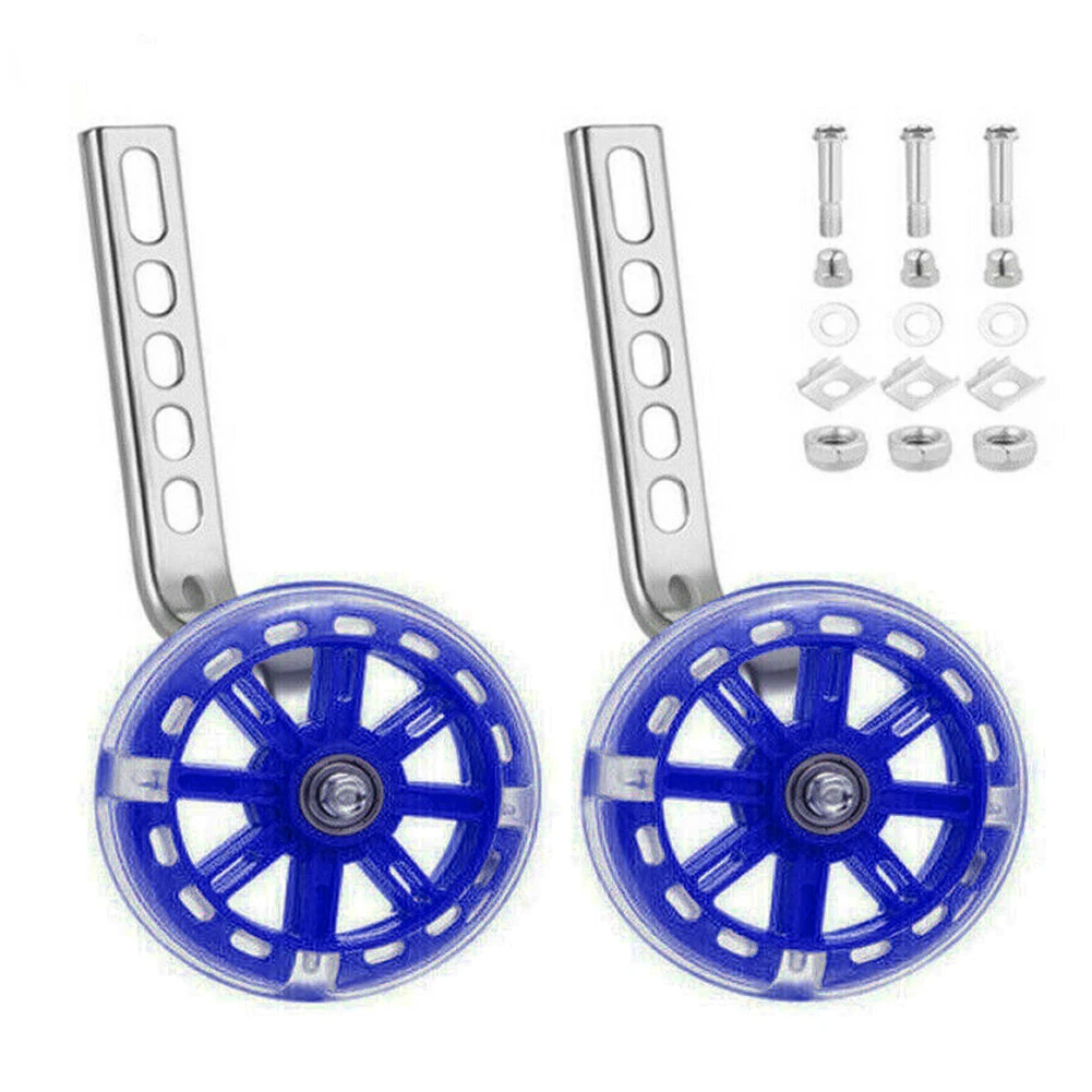 Русский перевод: 1 пара многоколорных LED-светов для детей, дополнительные аксессуары для баланса на велосипеде с тренировочными колесами, безопасные стабилизаторы для использования на открытом воздухе, универсальные.