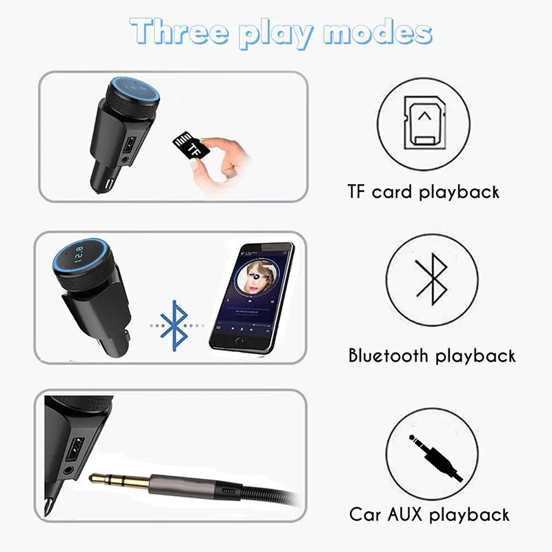 Автомобильный беспроводной FM-модулятор JINSERTA Bluetooth 5 0 AUX аудио TF USB | Автомобили и