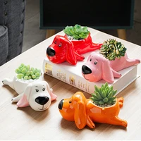 lovely ceramic dog miniature model succulent flower pot home office decoration accessories desktop display plants potted gifts