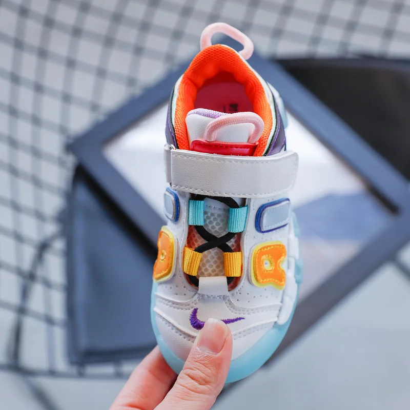 

2021 Spring Kids Shoes Casuals Hook & Loop Solid Shallow Round Toe Fashion Neutral Flat Heels All-match Non-slip Sneakers