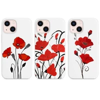 poppy flower bloom phone case white color for iphone 13 12 mini 11 pro x xr xs max 8 7 6 plus cover coque