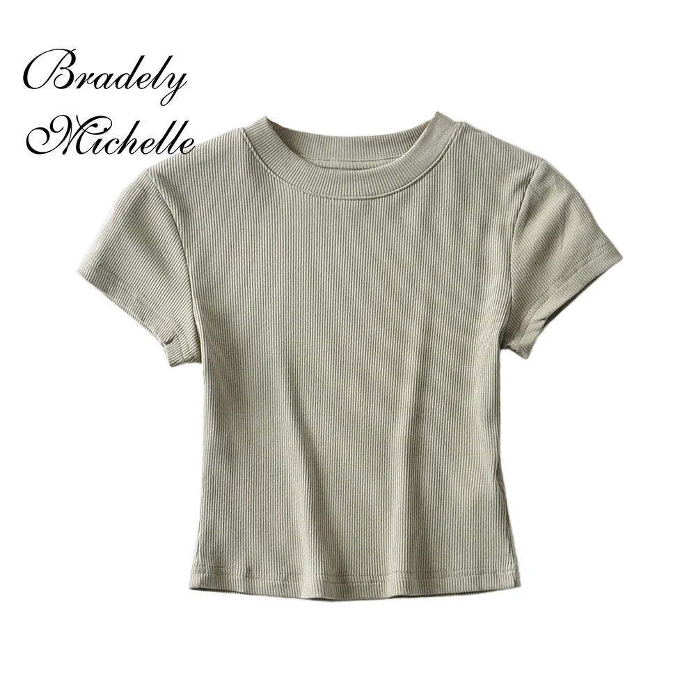 BRADELY MICHELLE летняя сексуальная женская футболка с круглым вырезом и коротким