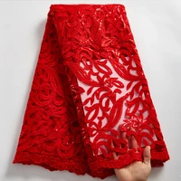 red african lace fabric sequined embroidery nigerian french mesh lace fabric soft milk silk tulle for wedding party dress 2555a
