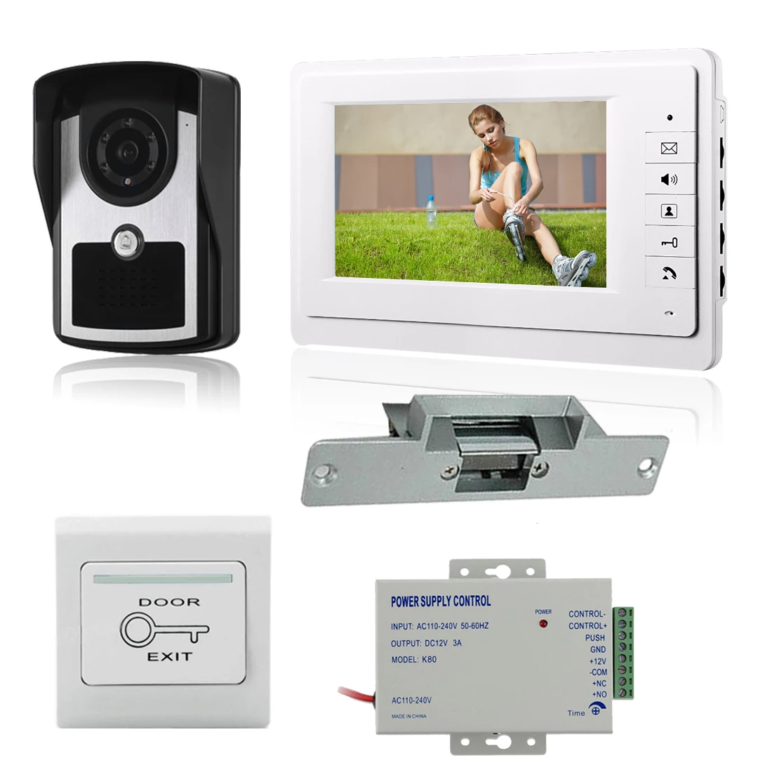 High Tech 7'' TFT Color Video door phone Intercom Doorbell System Kit IR Camera Doorphone Monitor Speakerphone Intercom