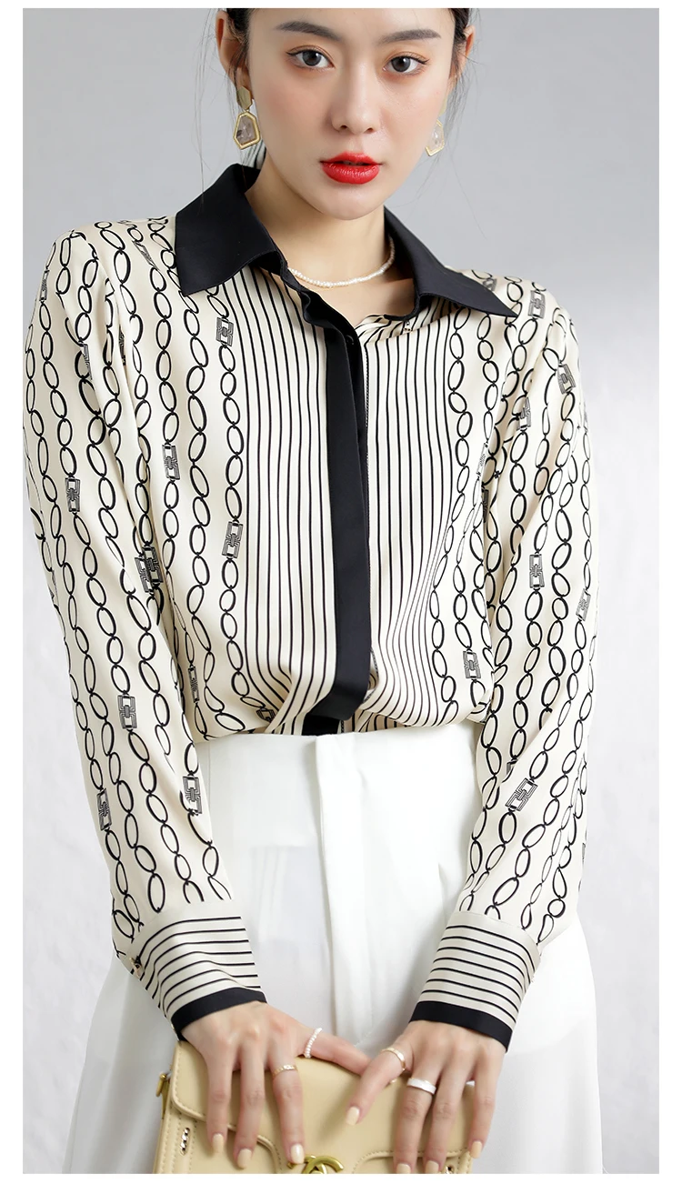 Tingfly Женская мода с геометрическим принтом Повседневная Блузка длинным рукавом и