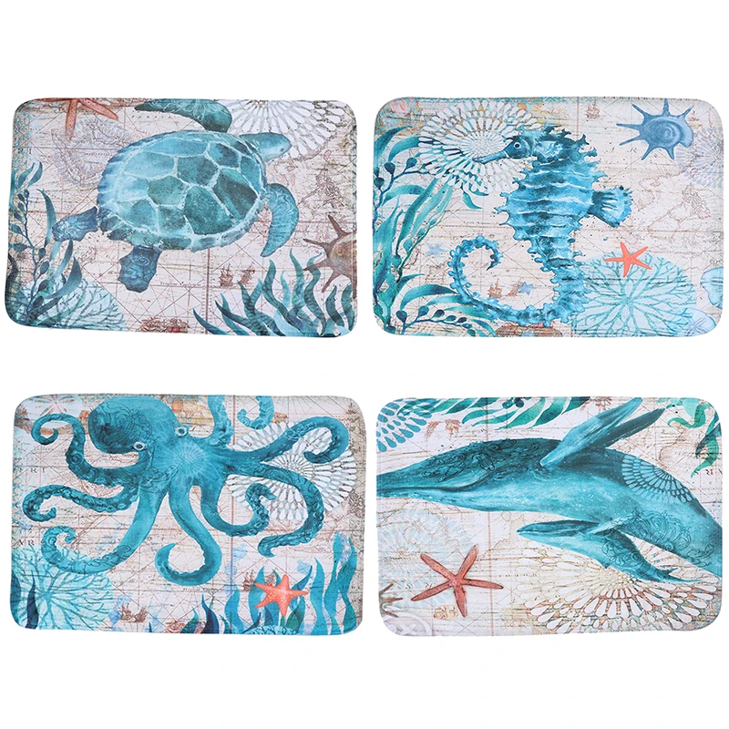 Коралловый флисовый коврик с рисунком морской черепахи для входной двери в