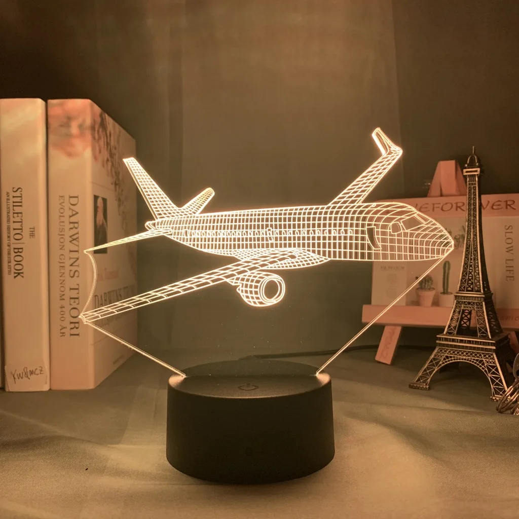 Акриловая 3d иллюзия настольная лампа самолет ночной Светильник для детей декор