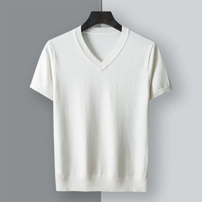 

Мужской свитер с коротким рукавом, с V-образным вырезом