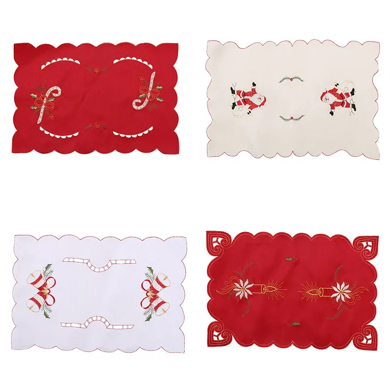 

Multicolor Christmas Embroidered Placemat Dish Pad Kitchen Table Decoration