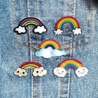 rshczy beautiful brooch for women girl cartoon rainbow lapel pin cute acrylic badges jewelry gifts hat coat accessories