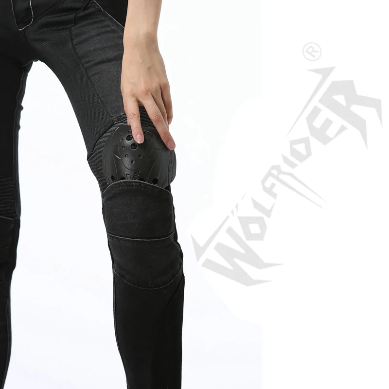 Брюки женские мотоциклетные дышащие защитные джинсы до колена для езды на