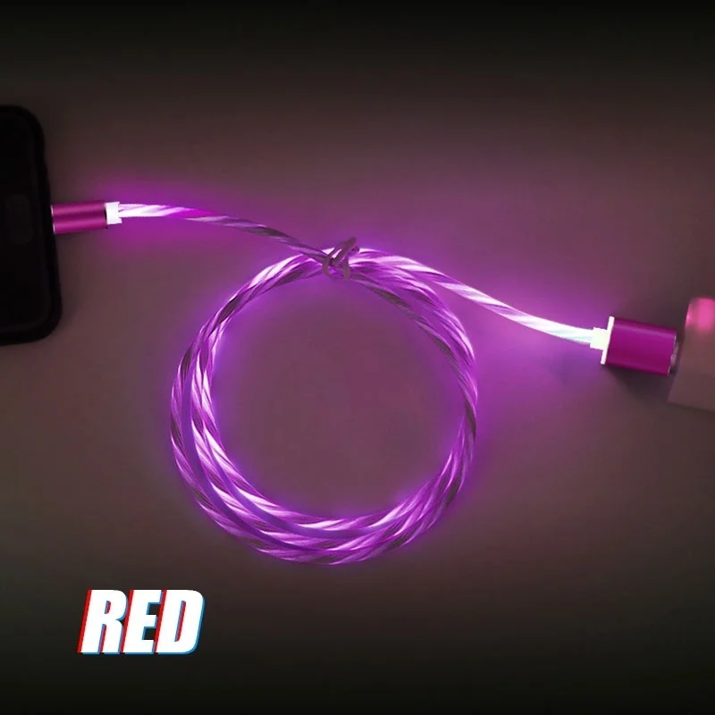 Магнитный Micro usb type C 8-контактный светящийся usb-кабель для быстрой зарядки 2,4 А для samsung OPPO VIVO huawei iPhone светодиодный магнитный провод - Цвет: Розовый