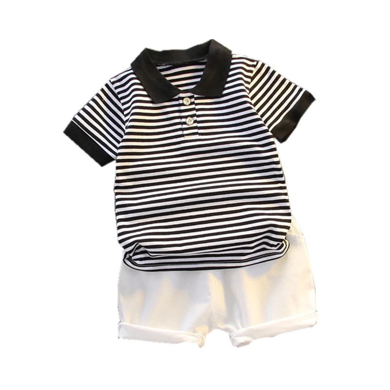 Summer Children Cotton Leisure Baby Boys Clothes Stripe T Shirts Shorts 2Pcs/sets Infant Outfit Kids Fashion Toddler Tracksuits | Детская