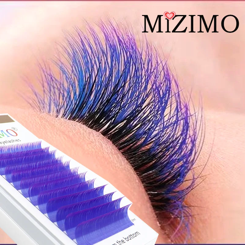 False Eyelashes Thickness (0.07/0.1mm) Natural Extension Soft Makeup Factory Wholesale Sapphire Blue Purple Mix