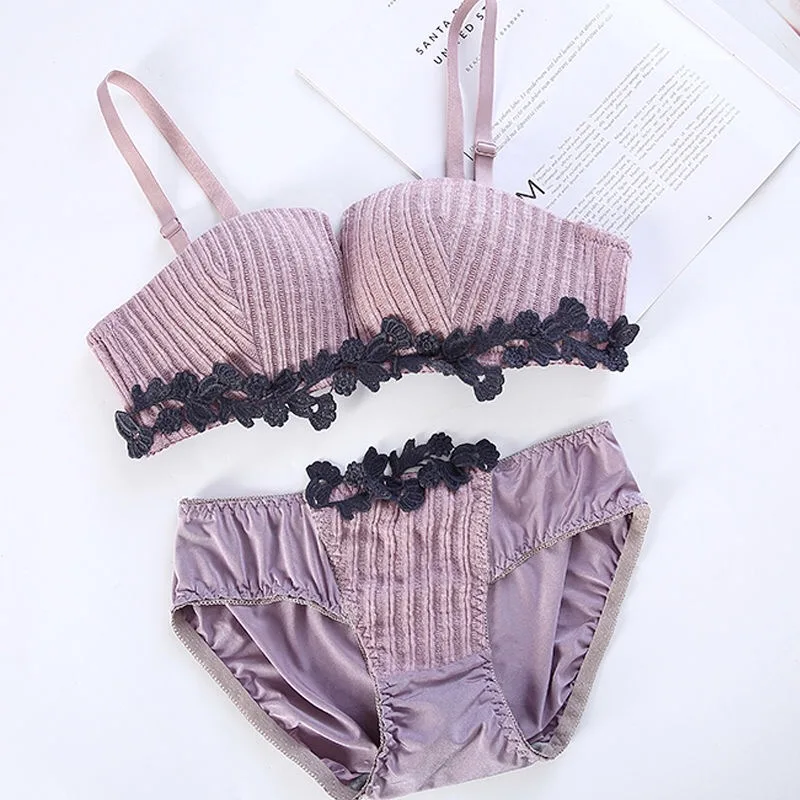 Женское нижнее белье корейский сексуальный комплект с бюстгальтером без
