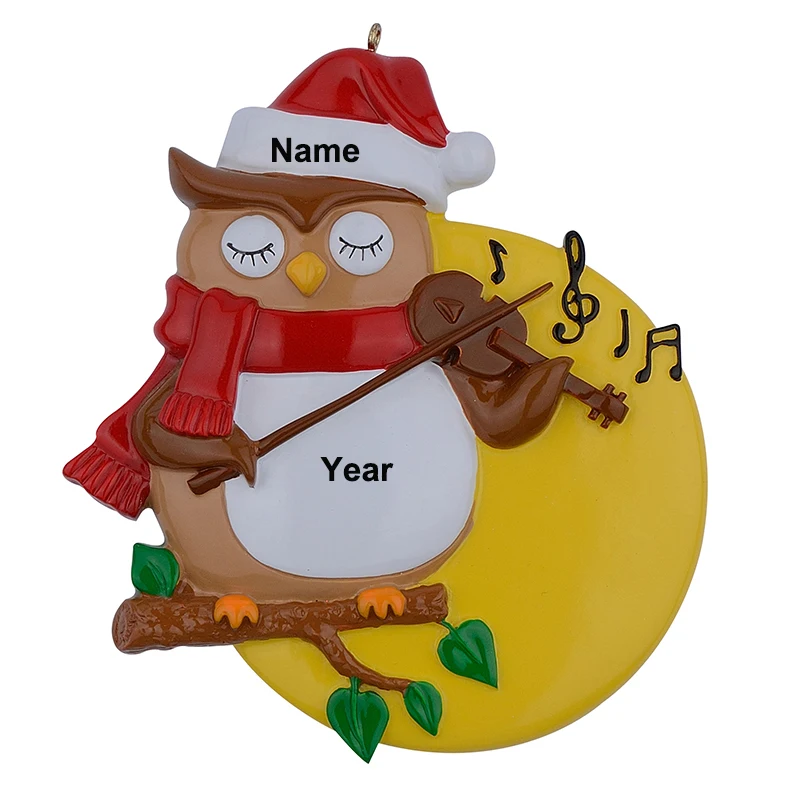 Resin Glossy Violin Owl Personalized Christmas Ornaments Used For Holiday Keepsake Gifts and Home Decor|christmas ornaments|christmas