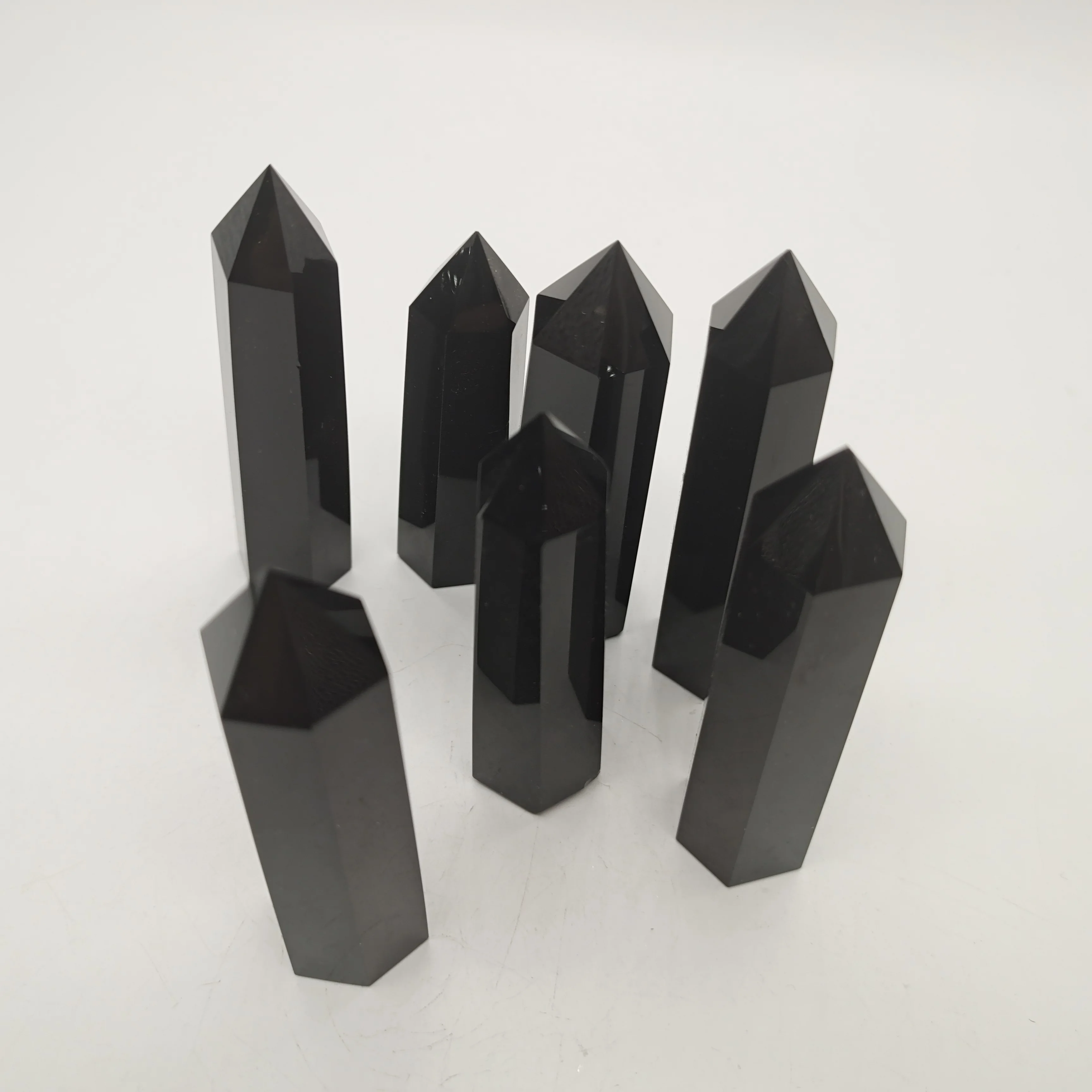 Natural obsidian Crystal Ornament Hexagonal Point Home Decoration Office For spirit Healing Energy Stone Mineral | Дом и сад
