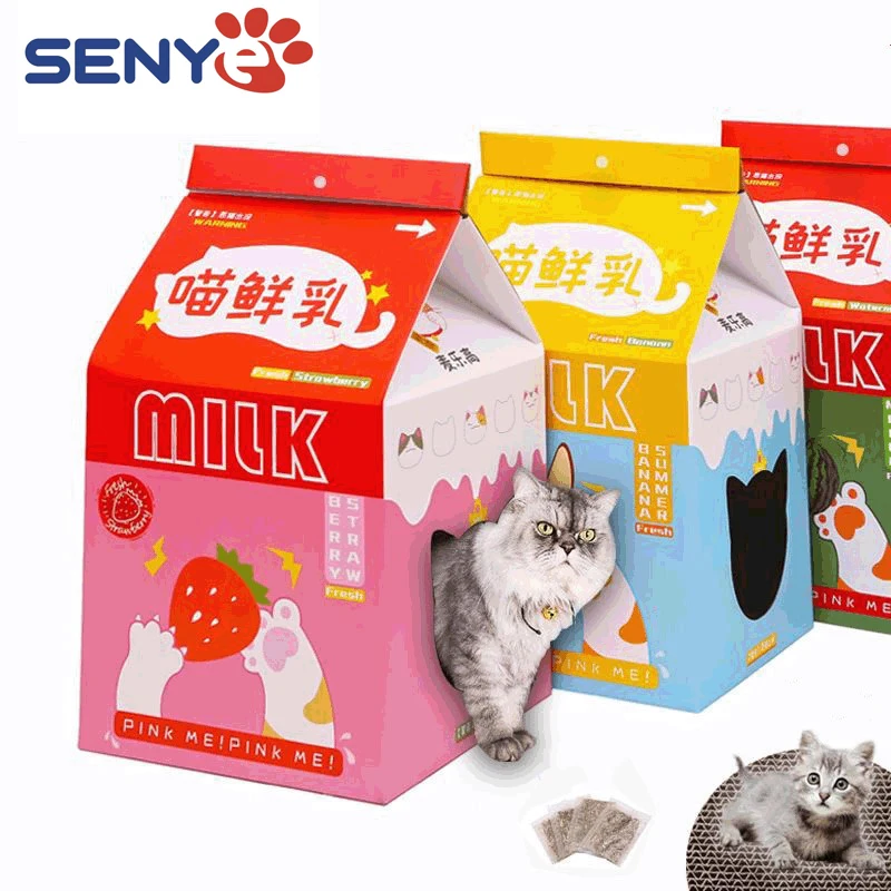 Milk Box Cat House Cat Carton Nest Cat Scratch Board Grinder Claw Wear-Resistant Supplies Pet Cat Sleep Play Bed