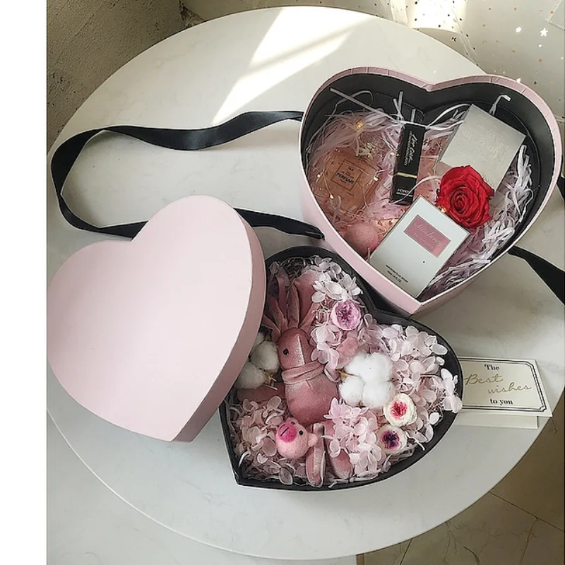 Подарочная коробка с двумя сердечками портативный упаковочный держатель