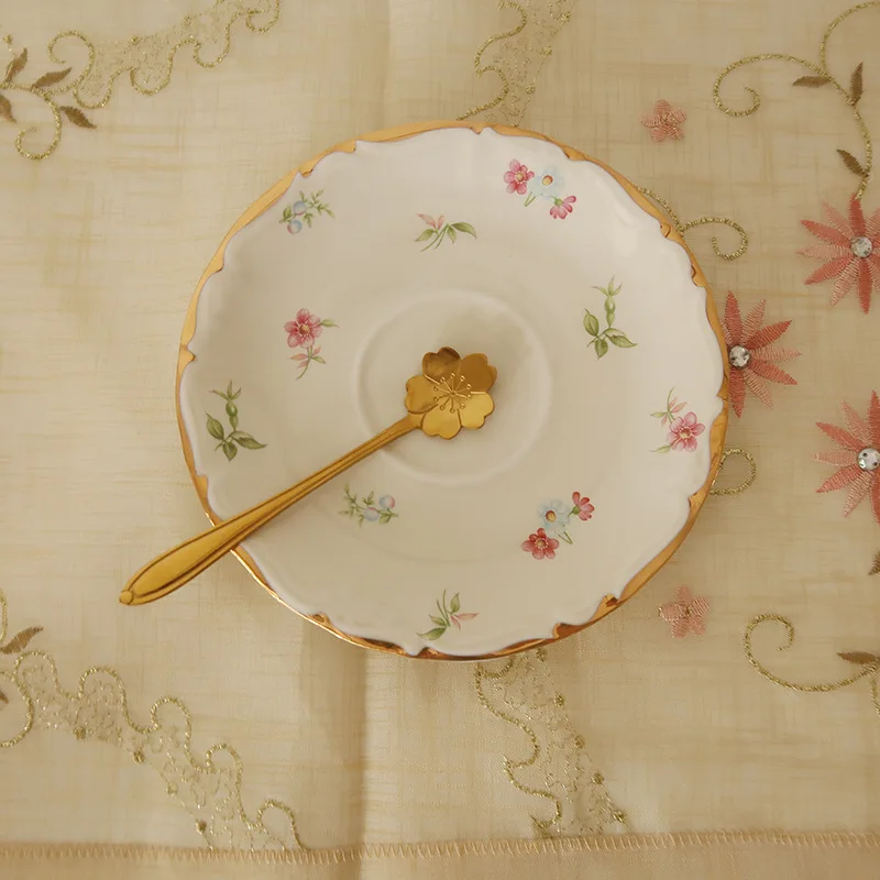 

Ins French Retro Romantic Afternoon Tea Cup Dish Coffee Cup Set Korea Small Fresh Flower Ceramic Cup Set