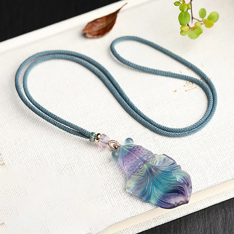 Цепочка с подвеской из натурального флюорита для мужчин и женщин|Подвески| |