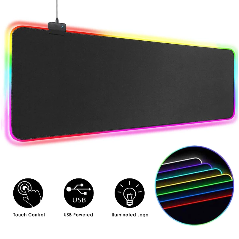 

RGB коврик для мыши, игровой коврик для мыши, большой компьютерный коврик для мыши с подсветкой XXL, коврики для мыши со светодиодный подсветко...