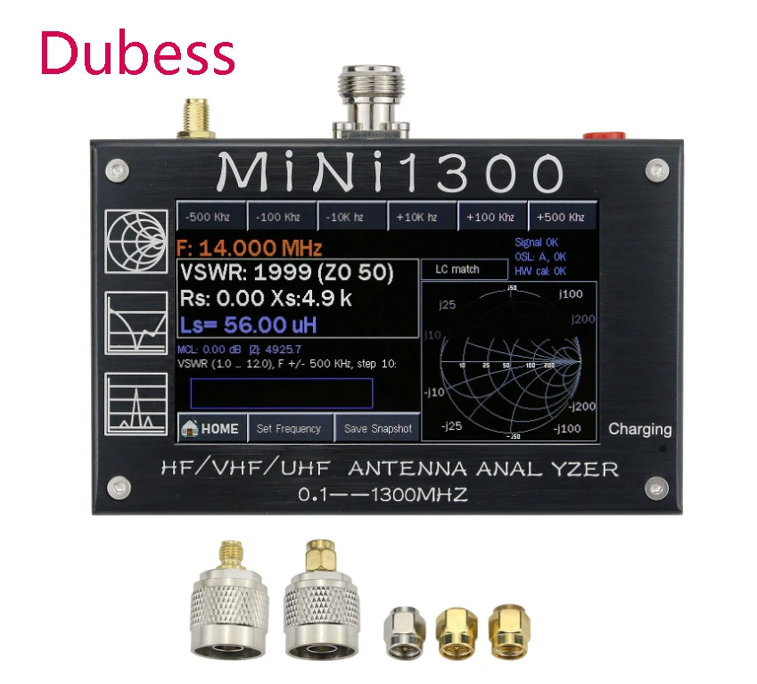 

Mini1300 4,3 дюймовый ЖК сенсорный экран 0,1-1300 МГц HF/VHF/UHF ANT SWR антенный анализатор тестер