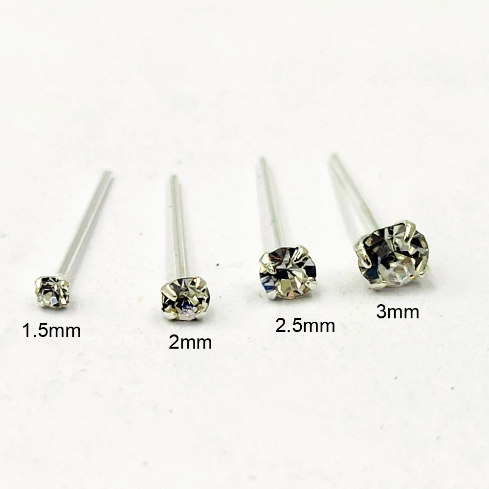 20 шт./упаковка серебряные серьги-гвоздики для носа 1 5 мм 2 0 3