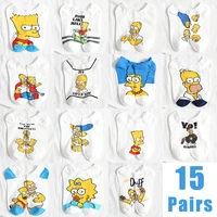 15 pairspack new the simpson pattern funny cartoon anime socks happy combed cotton casual lovers socks