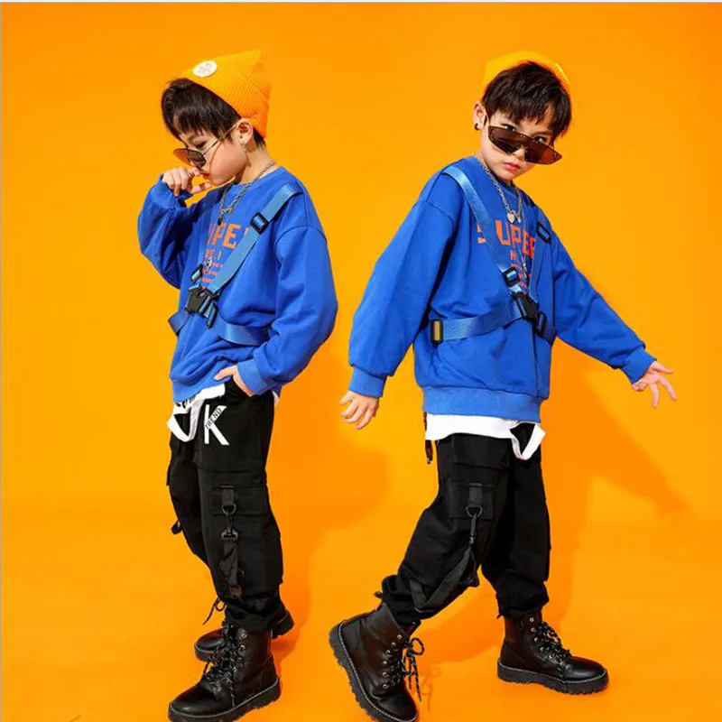 

Детская одежда в стиле хип-хоп, Толстовка Оверсайз, тактические брюки-карго для мальчиков, костюм для джазовых танцев, одежда, одежда для сце...