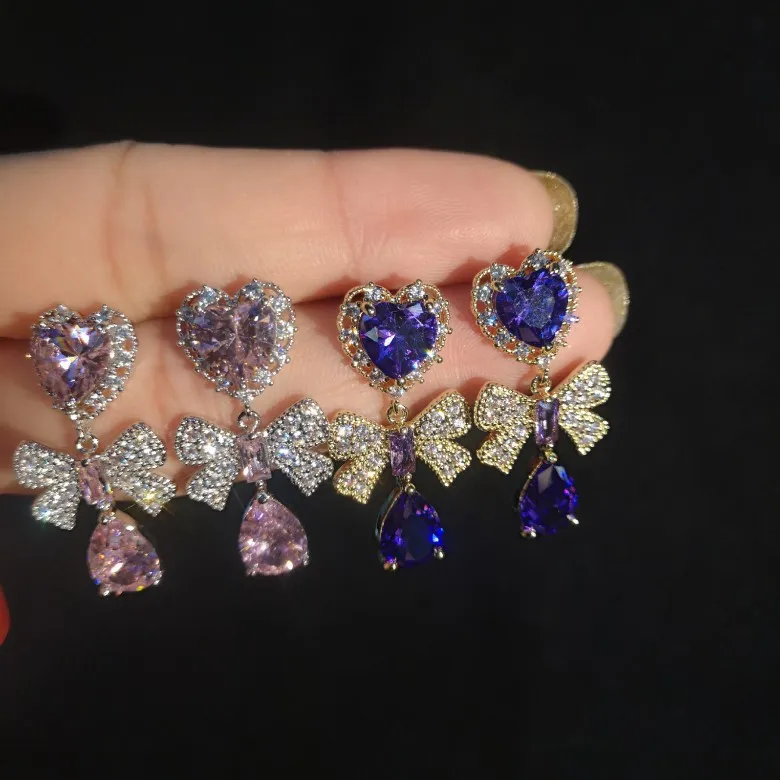 Роскошные серьги NPKDS из пшеницы длинная водяная капля зеленый циркон микро-набор