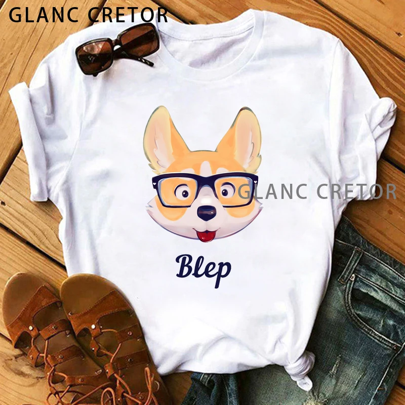 

Harajuku Cute Short Sleeve T-shirt Corgi Women T Shirt Kawaii T Shirt Women 90s Korean Style Tshirt Fashion Top Tees