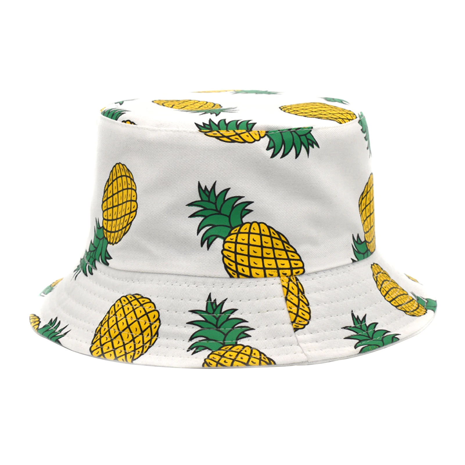 

Pineapple Printed Camping Sun Protection Fisherman Hat Hiking Gift Travel Beach Double Sided Summer Cotton Blend Outdoor Daily